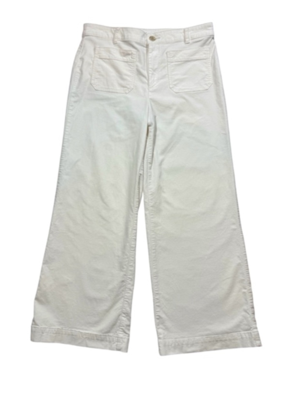 LOFT Palmer Wide Leg Pants White High Rise Utility Pockets Size 12